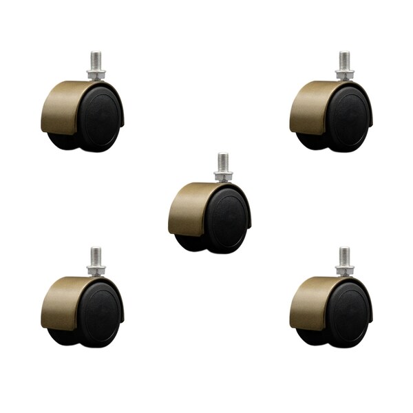 Service Caster 2'' Floor Safe Antique Hooded Twin Wheel Caster 3/8 Threaded Stem, 5PK SCC-TS02S50D-NYU-WA-382458-5 - main